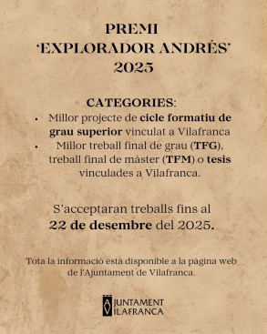 El Ayuntamiento de Vilafranca convoca el Premio 'Explorador Andrs' 2025