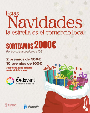 Endavant reparte 2.000 euros en cheques regalo para dinamizar la Navidad en la Vall d'Uixo