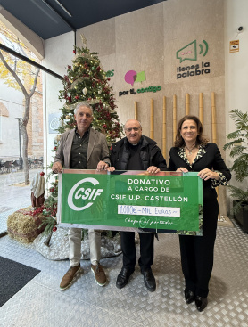 CSIF Castell�n dona 1.000 euros de la loter�a de Navidad a la parroquia San Vicente Ferrer para ayudar a familias vulnerables