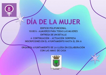 La Llosa commemorar el Dia de la Dona amb una jornada de convivncia i reconeixement