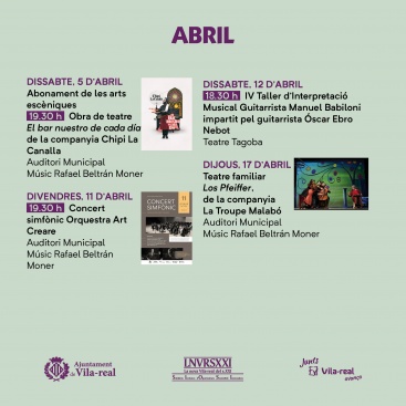 Vila-real se prepara para un segundo trimestre cultural con 12 propuestas