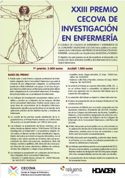 Convocatoria del XXIII Premio CECOVA de Investigaci�n en Enfermer�a