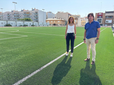 Almassora renueva el campo de futbol 8 de Boqueres para la nueva temporada deportiva