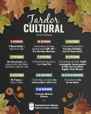 Cabanes presenta la Tardor Cultural 2025 con música, teatro, tradición y memoria histórica