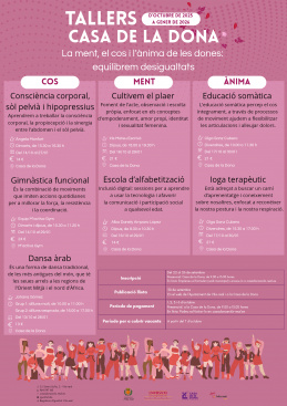 Talleres de la Casa de la Dona para equilibrar desigualdades en octubre de 2025 y enero de 2026
