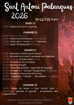 Palanques celebra Sant Antoni 2026 con cuatro d�as de tradici�n, fuego y convivencia