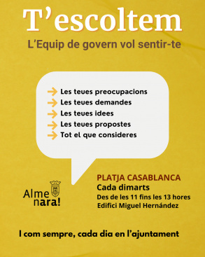 Almenara refuerza la atenci�n ciudadana en la Playa Casablanca con atenci�n semanal los martes