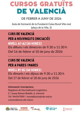 Vila-real pone en marcha una nueva edici�n de cursos de valenciano gratuitos para la poblaci�n adulta