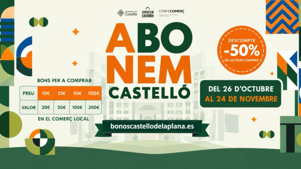 El Ayuntamiento de Castellón lanza la nueva edición de la campaña de bonos comerciales Abonem Castello