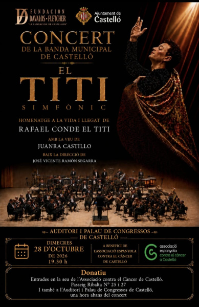 El Titi Sinfónico rinde homenaje a Rafael Conde y une a la Banda Municipal de Castellón para un concierto solidario