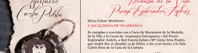 Vilafranca conmemora el 787� aniversario de la Carta Pobla con la entrega de la Medalla de la Vila y del Premio Explorador Andr�s