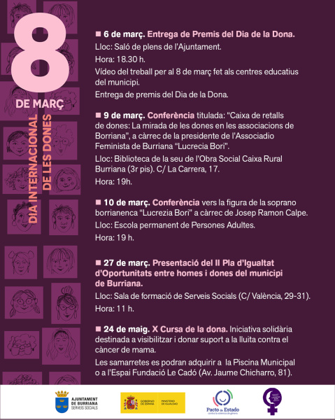 Burriana programa un calendario por la igualdad con cuentacuentos, charlas y una carrera solidaria