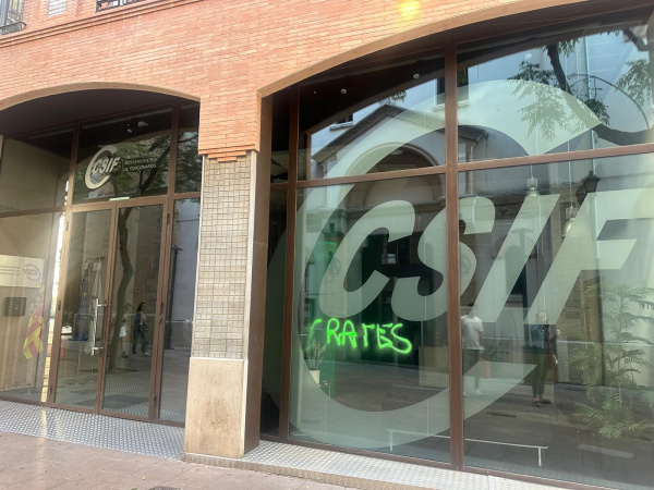 CSIF Castellón denuncia actos vandálicos contra su sede tras las negociaciones con la Conselleria de Educación