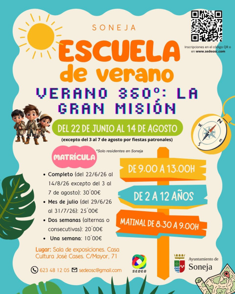 Soneja impulsa una nueva edición de su Escuela de Verano para favorecer la conciliación familiar