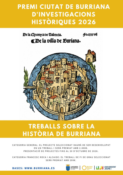 Burriana convoca el Premio Ciudad de Burriana de Investigaciones Históricas 2026