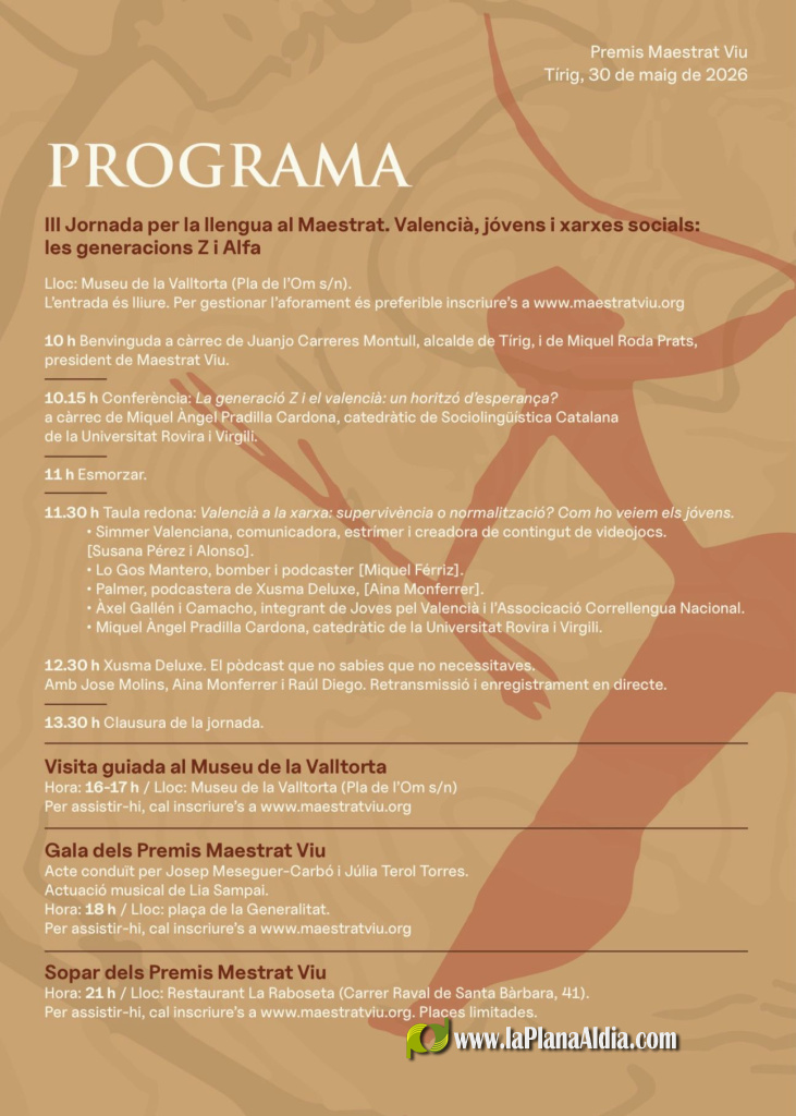 Tírig acoge la III Jornada por la Lengua del Maestrat y la gala de Premios Maestrat Viu 2026