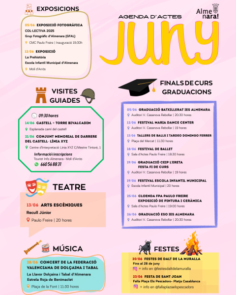 Almenara presenta una àmplia agenda cultural, festiva i educativa per al juny