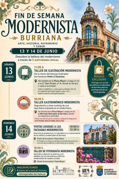 Burriana programa un Fin de Semana Modernista para descubrir su patrimonio y saborear la historia
