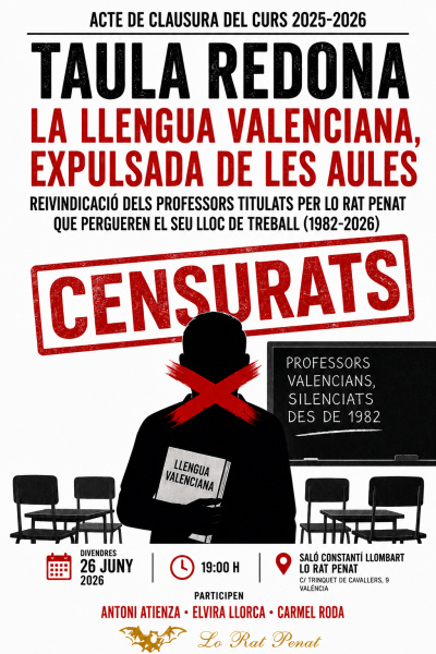 Lo Rat Penat clausura el curso 2025-2026 con una mesa redonda sobre la lengua valenciana en la enseñanza