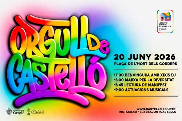 Castellón adelanta al 20 de junio la celebración del Orgull LGTBI+ para darle protagonismo propio