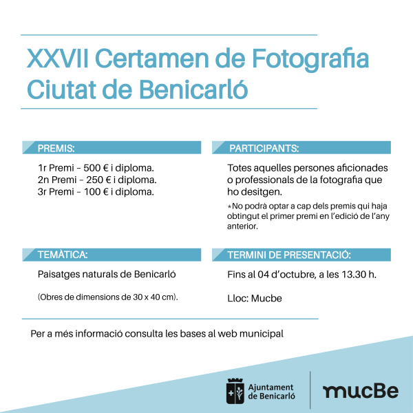Benicarló convoca la XXVII edición del Certamen de Fotografía Ciutat de Benicarló