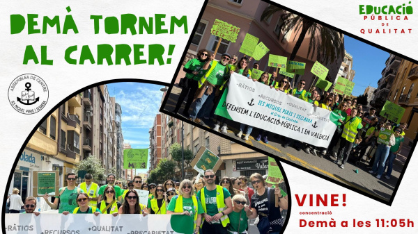 Una traca reivindicativa cierra la concentración de los jueves combativos frente al IES Miquel Peris