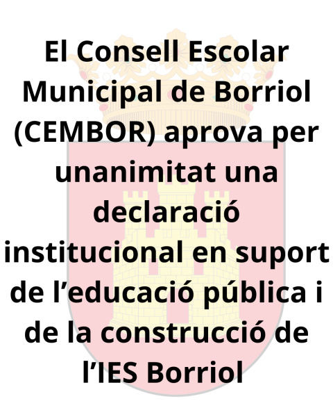 Borriol aprueba por unanimidad una declaración institucional en apoyo de la educación pública y de la construcción del IES Borriol