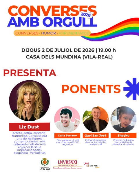Vila-real acoge Converses amb Orgull 2026: voces diversas para reflexionar sobre cultura, humor y diversidad