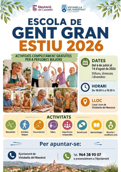Vistabella activa la Escuela de Mayores para el verano y la Escuela de Verano para niños