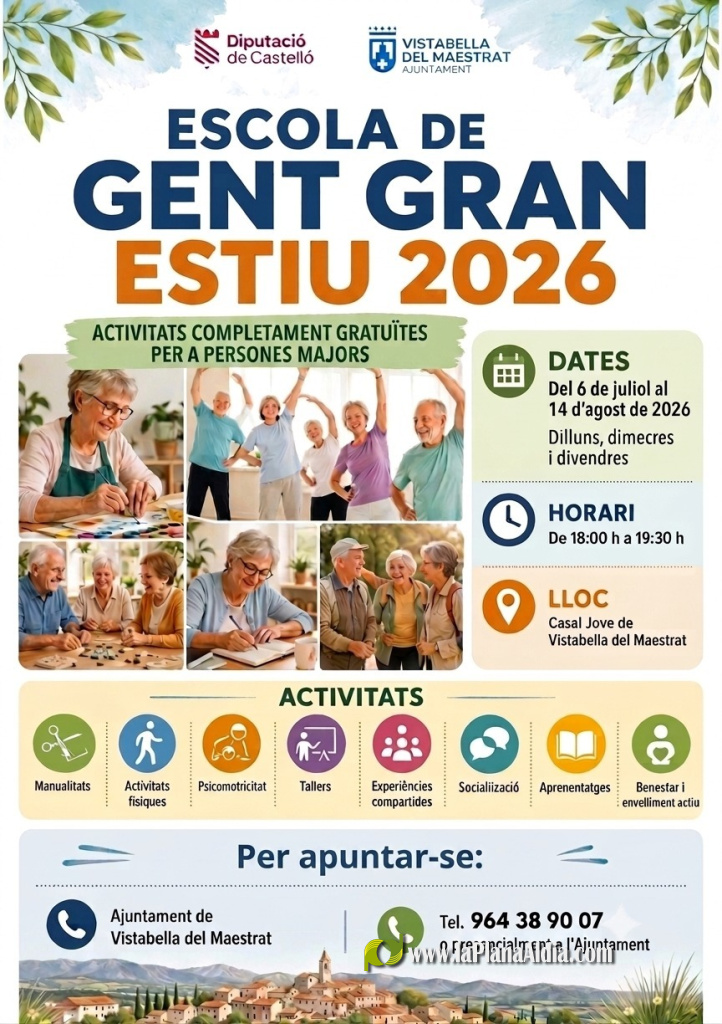 Vistabella activa la Escuela de Mayores para el verano y la Escuela de Verano para niños