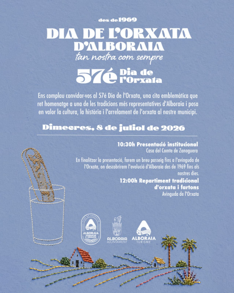 Alboraia celebra el Día de la Horchata el 8 de julio con reparto gratuito y múltiples actividades