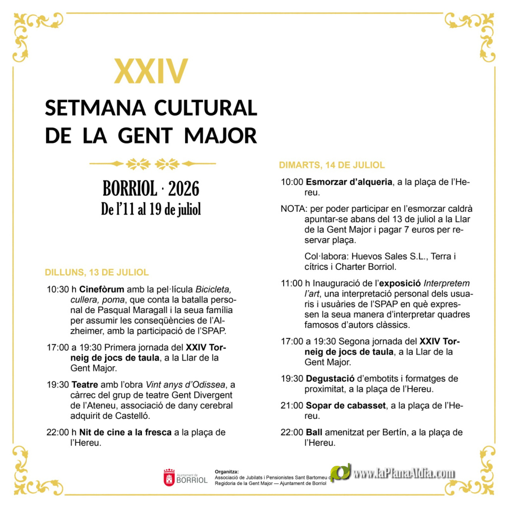 Borriol celebra la XXIV Setmana Cultural de la Gent Gran