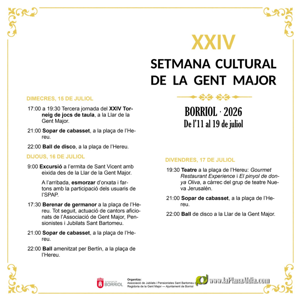 Borriol celebra la XXIV Setmana Cultural de la Gent Gran
