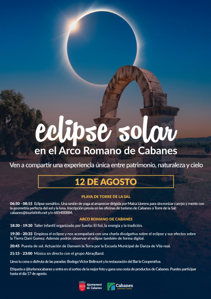 Cabanes celebra un eclipse solar histórico con una jornada cultural desde el Arco Romano