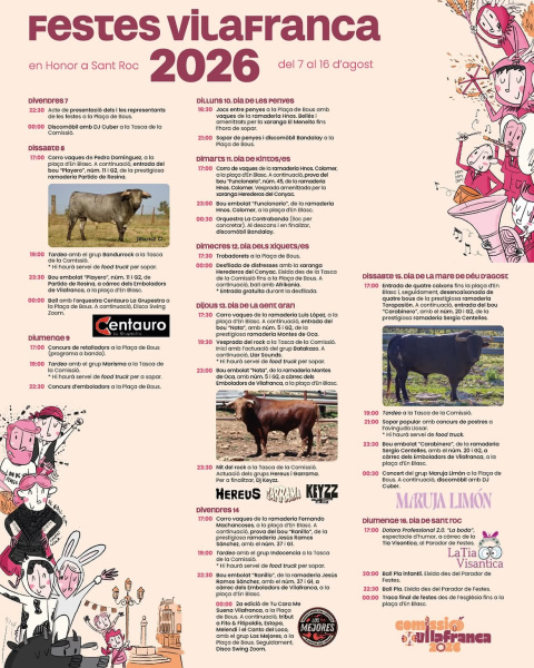 Comienzan las fiestas de Sant Roc en Vilafranca, con actos hasta el 16 de agosto