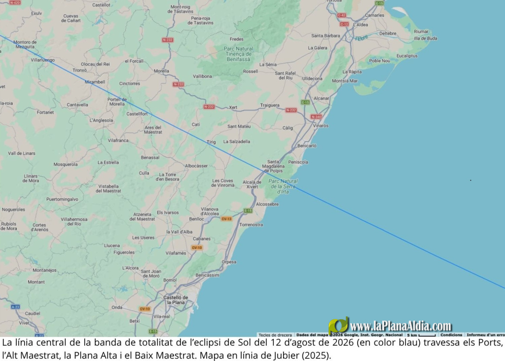 Eclipsi total de Sol del 12 d'agost de 2026: Borriana podria vore'l amb visibilitat clara