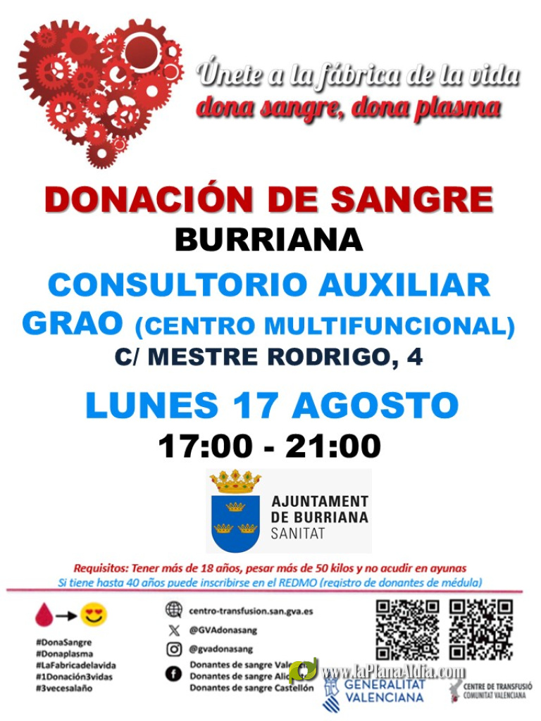 La Comunitat Valenciana impulsa una campaña de donación de sangre para garantizar el suministro
