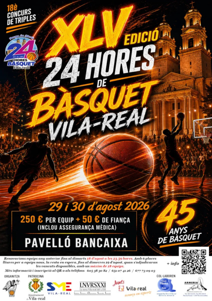XLV edición de las 24 Horas de Baloncesto en Vila-real premia a Dani Colas Ruiz con la Cistella Especial