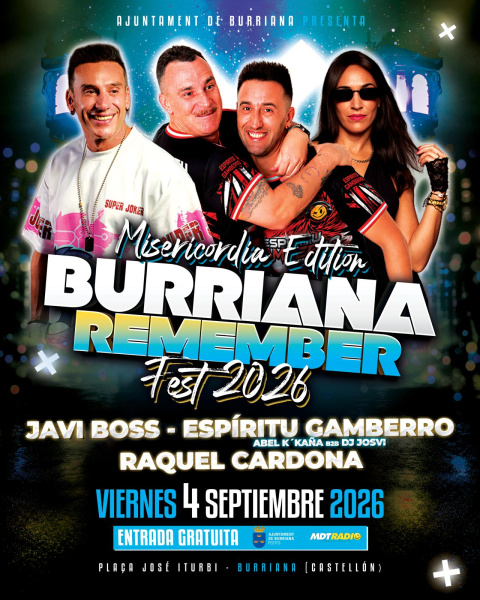 Burriana inaugura las Fiestas de la Misericordia 2026 con el Burriana Remember Fest y la mejor música de los 90 y 2000