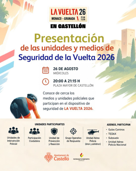 La Plaza Mayor acoge la presentación de las unidades de seguridad de La Vuelta 2026