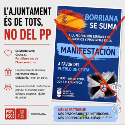 El PSOE, en contra de la manifestación a favor de Ceuta de mañana
