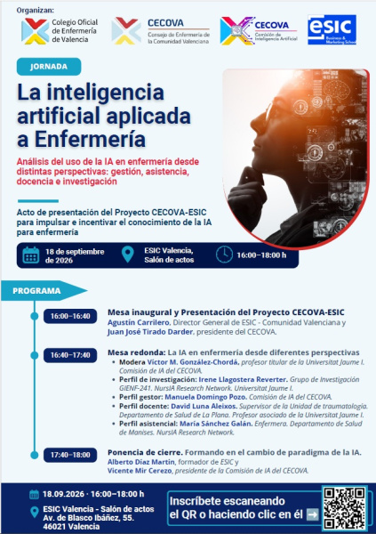 CECOVA y ESIC organizan en Valencia una jornada sobre IA aplicada a Enfermería
