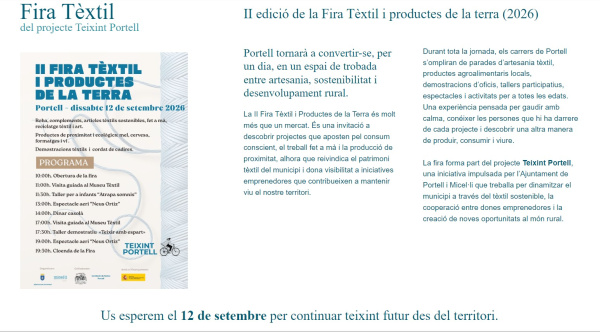 Portell acoge la II Feria Textil y Productos de la Tierra para impulsar el desarrollo rural