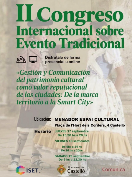 El II Congreso Internacional sobre Evento Tradicional analizará el patrimonio cultural como activo reputacional de las ciudades