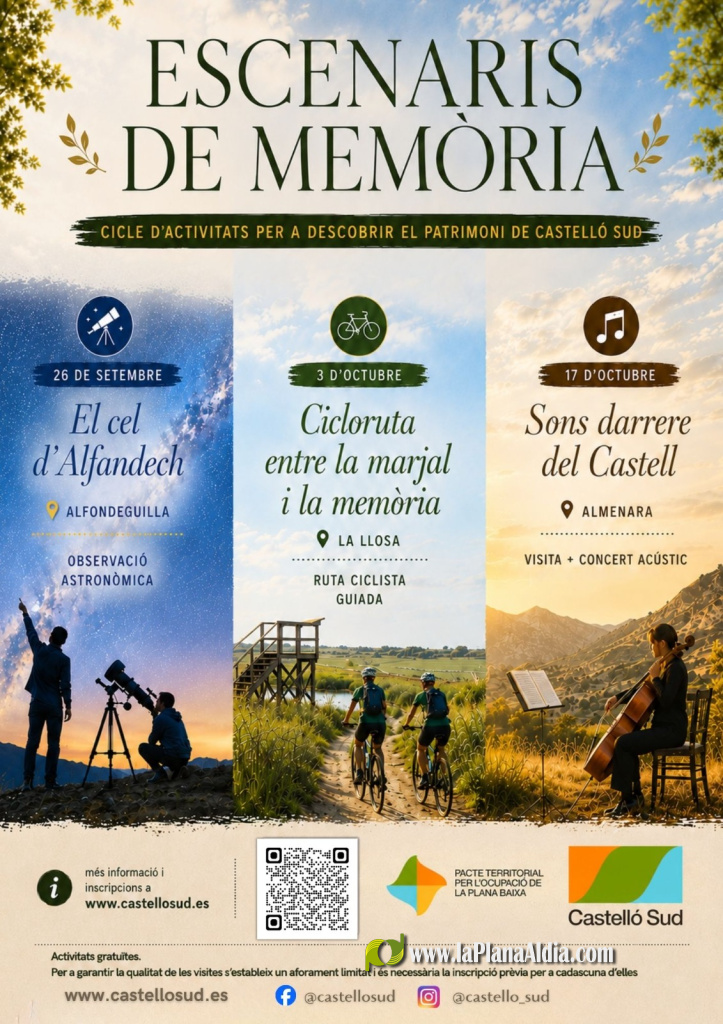 Nueva edición de Escenaris de Memòria Castelló Sud ofrece tres experiencias gratuitas para descubrir el patrimonio