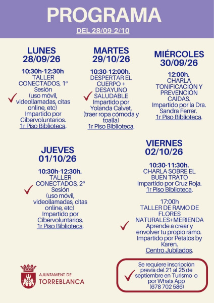 Torreblanca impulsa la Semana del Envejecimiento Activo para fomentar el bienestar de las personas mayores