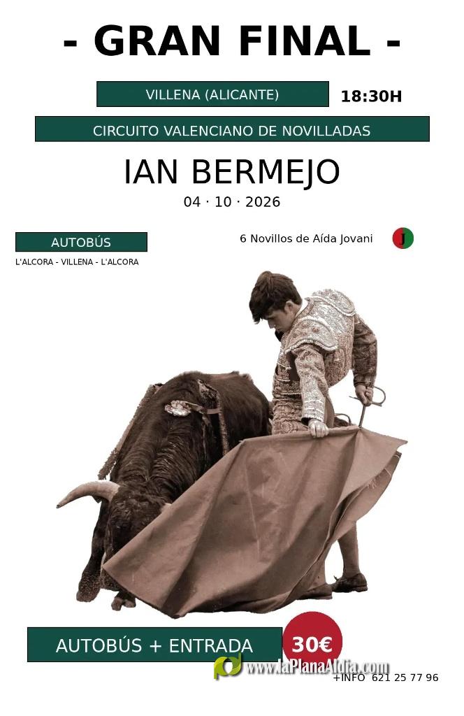 Ian Bermejo a la Final del Circuito de Novilladas de la Comunitat Valenciana del domingo 4 de octubre en Villena