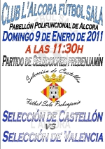 La seleccion prebenjamin de Castellon de futbol sala frente a la de Valencia en l\'Alcora el domingo 9 de enero.